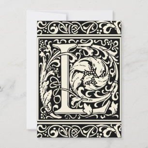 Letter L Mediaeval Monogram Art Nouveau Invitation