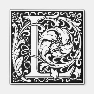 Letter L Mediaeval Monogram Art Nouveau Magnet
