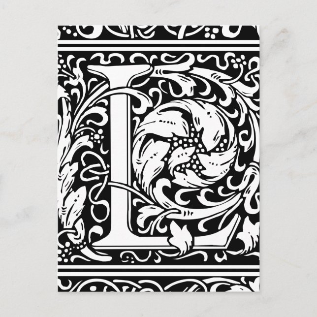 Letter L Mediaeval Monogram Art Nouveau Postcard (Front)