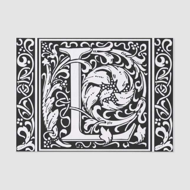 Letter L Mediaeval Monogram Art Nouveau Tissue Paper (Front)