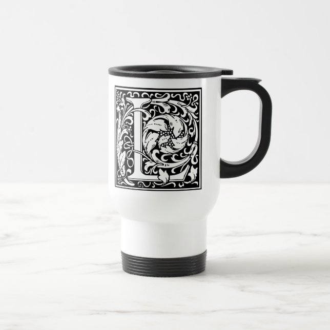 Letter L Mediaeval Monogram Art Nouveau Travel Mug (Right)