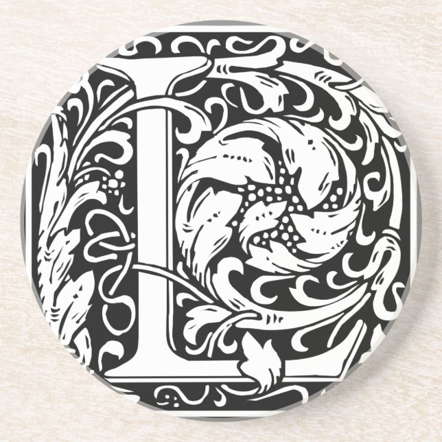 Letter L Mediaeval Monogram Vintage Initial Coaster (Front)