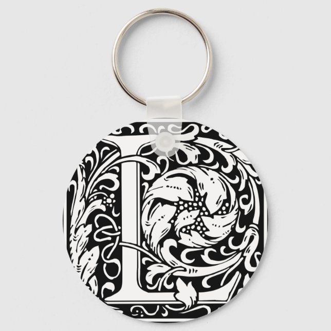 Letter L Mediaeval Monogram Vintage Initial Key Ring (Front)