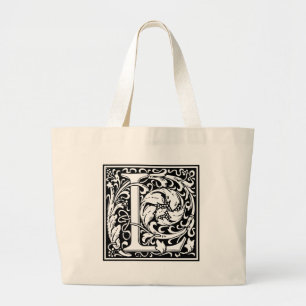 Letter L Medieval Monogram Vintage Large Initial Tote Bag