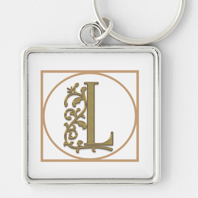 LETTER L MONOGRAM Beautiful Wedding New Home Gift Key Ring (Front)