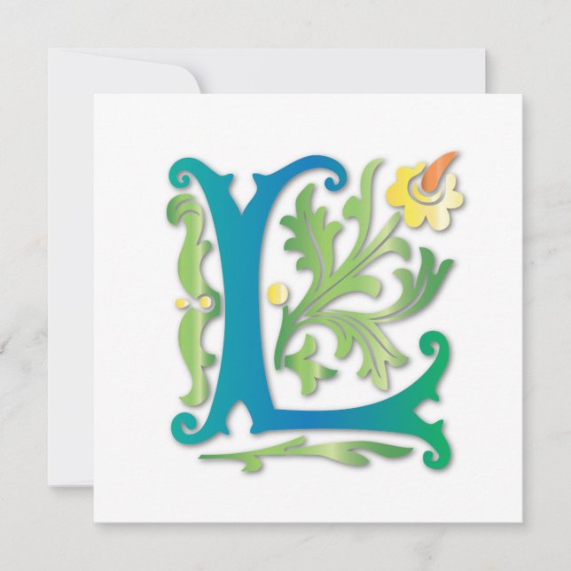 Letter L Monogram Fleur de lis Invitation (Front)