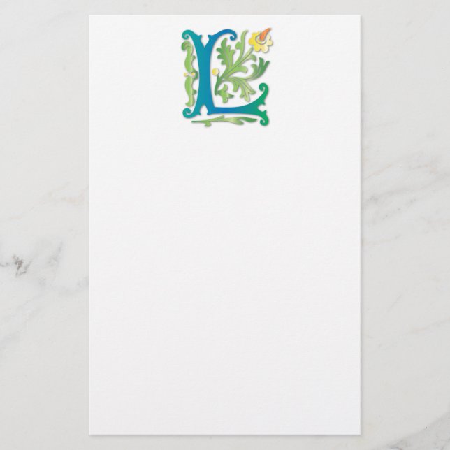 Letter L Monogram Fleur de lis Stationery (Front)