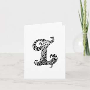 Letter L Monogram in Black and White Note Card