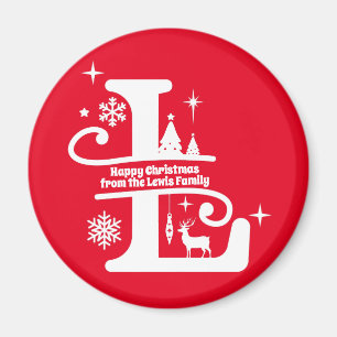 Letter L Monogram Initial Family Name Greeting  Magnet