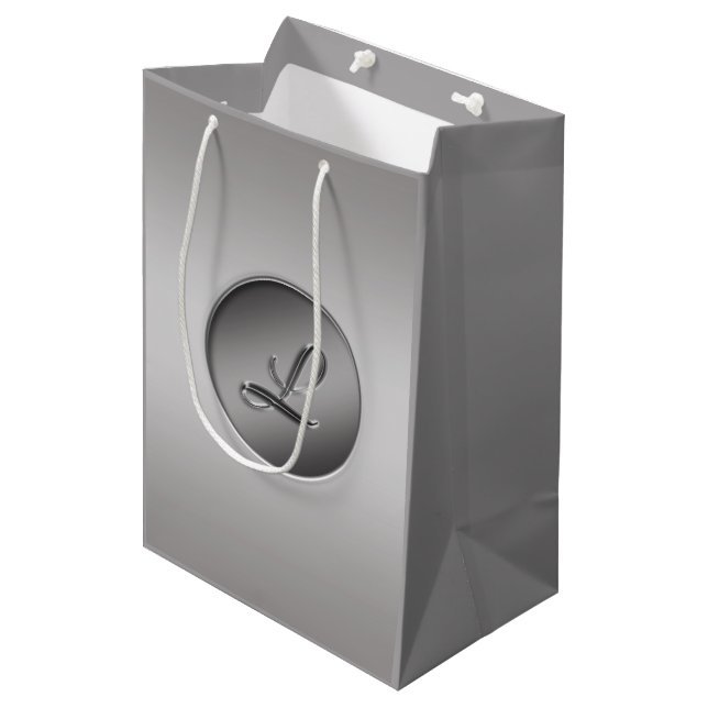 "Letter L" Monogram Medium Gift Bag (Front Angled)