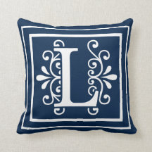 Letter L Monogram Navy Blue White
