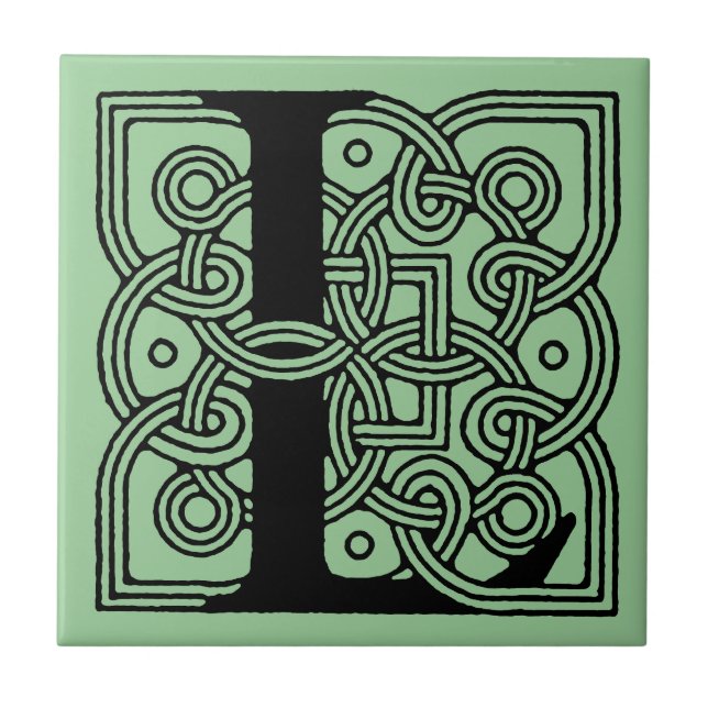 Letter L Monogram Vintage Celtic Knot Print Tile (Front)