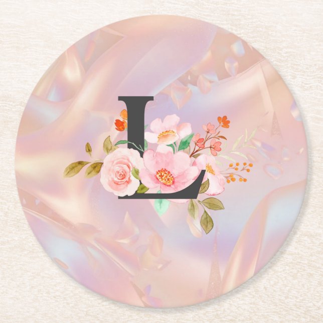 Letter L Round Paper Coaster (Front)