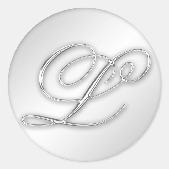 Letter L script initial faux silver monogram favou Classic Round Sticker (Front)