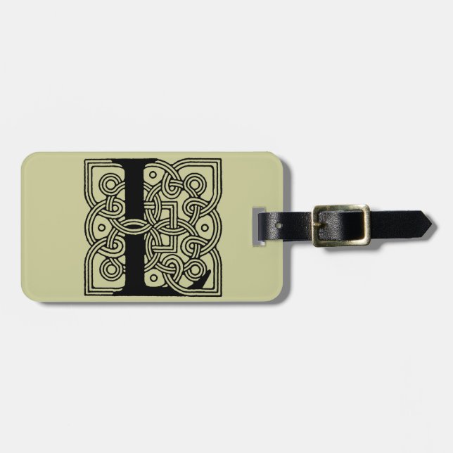 Letter L Vintage Celtic Knot Monogram Luggage Tag (Front Horizontal)