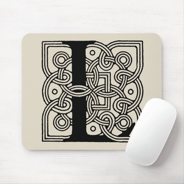 Letter L Vintage Celtic Knot Monogram Mouse Pad (With Mouse)