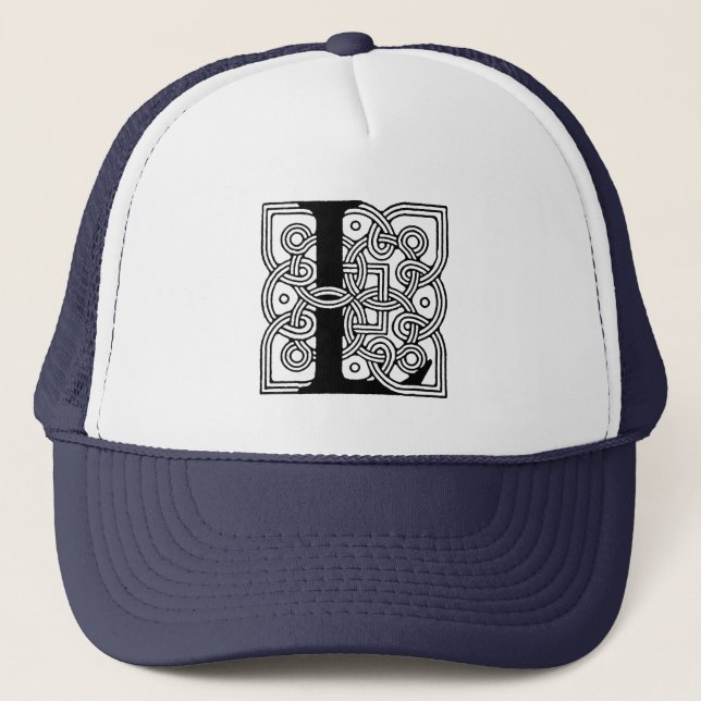 Letter L Vintage Celtic Knot Monogram Trucker Hat (Front)