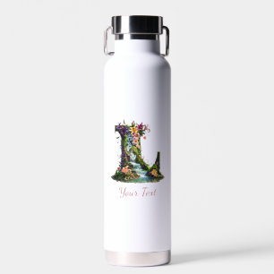 Letter L with Lilies and Waterfalls – Fantasy Flor Water Bottle