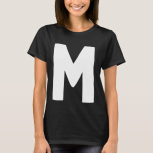 Letter M big and bold white T-Shirt