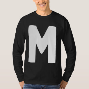 Letter M big and bold white T-Shirt