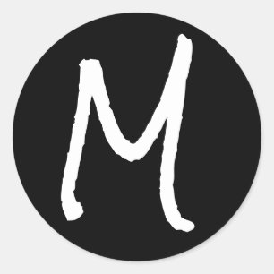 Letter M Black Rock Salt Alphabet by Janz Classic Round Sticker