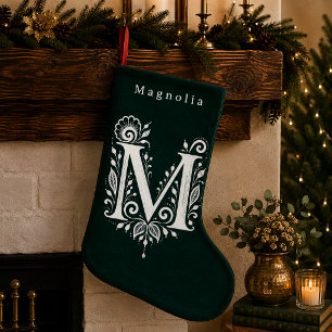 Letter M Botanical Monogram Personalised Stocking