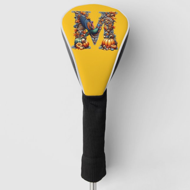 Letter m by Thanksgiving style  Golf Head Cover (Front)