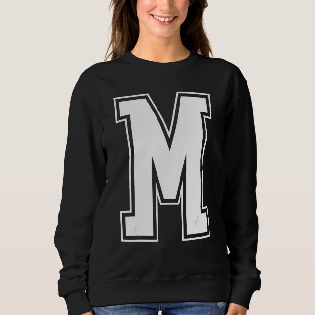Letter M Capital Alphabet Initial Cheerleading Mon Sweatshirt (Front)