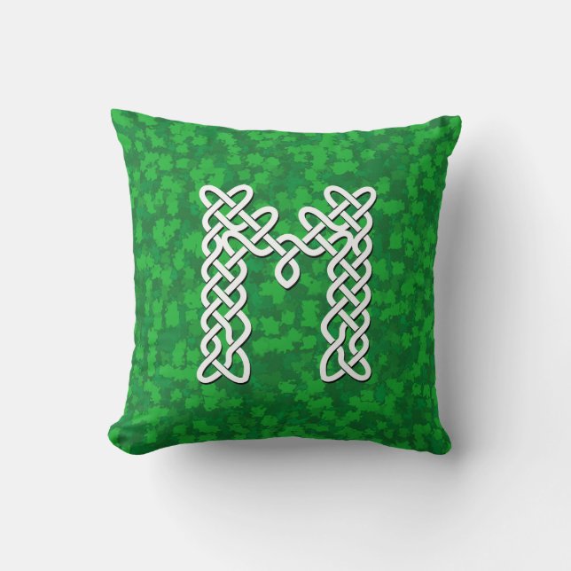 Letter M Celtic Knot Alphabet Cushion (Front)