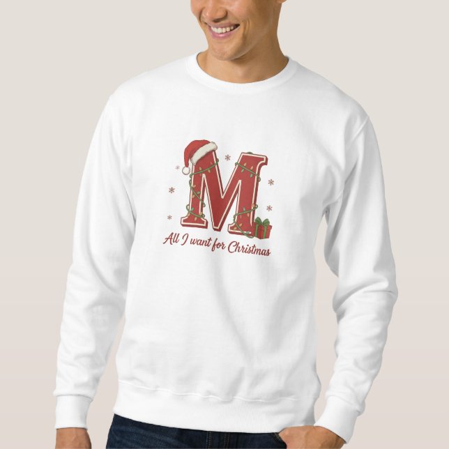 Letter M Christmas Monogram Design Sweatshirt (Front)