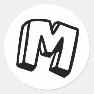 Letter M Classic Round Sticker