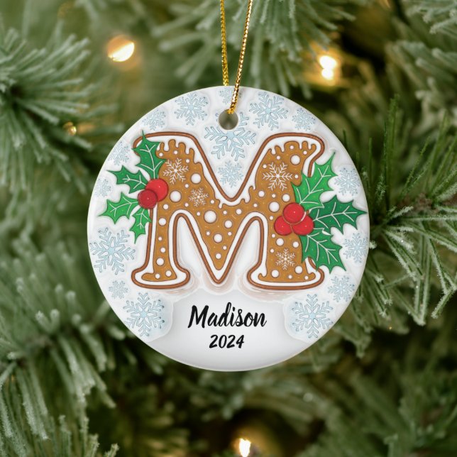 Letter M Custom Name Monogram Ceramic Tree Decoration (Tree)