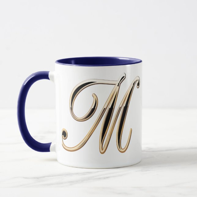 Letter "M" Double Monogram Fleur-de-lis  Style 2 Mug (Left)