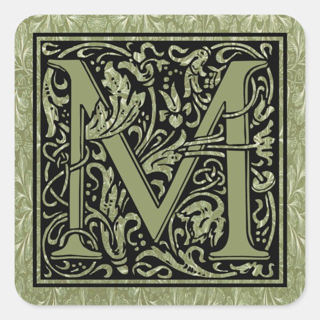 Letter M First Letter Monogram Square Sticker (Front)