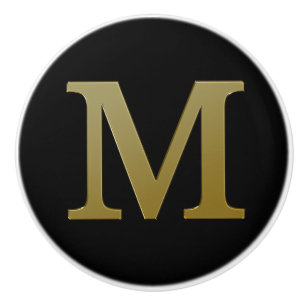 Letter M Gold Ceramic Knob