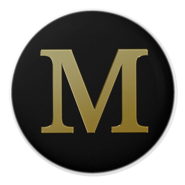 Letter M Gold Ceramic Knob (Front)