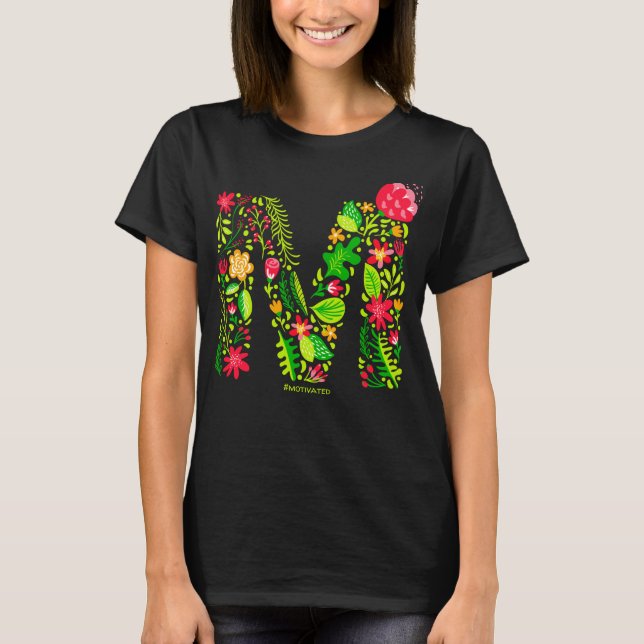 Letter M in Flowers T-Shirt (Front)