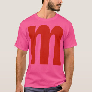 Letter m in Red Text Minimal Typography T-Shirt