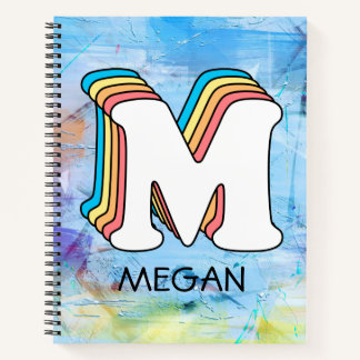Letter M Initial Name Alphabet Cute Retro Notebook