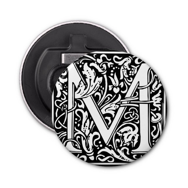 Letter M Mediaeval Monogram Art Nouveau Bottle Opener (Front)