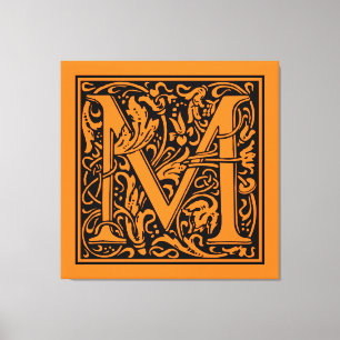 Letter M Mediaeval Monogram Art Nouveau Canvas Print