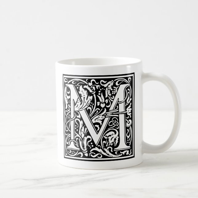 Letter M Mediaeval Monogram Art Nouveau Coffee Mug (Right)