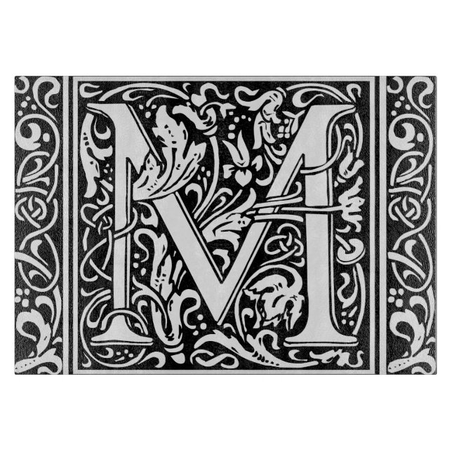 Letter M Mediaeval Monogram Art Nouveau Cutting Board (Front)