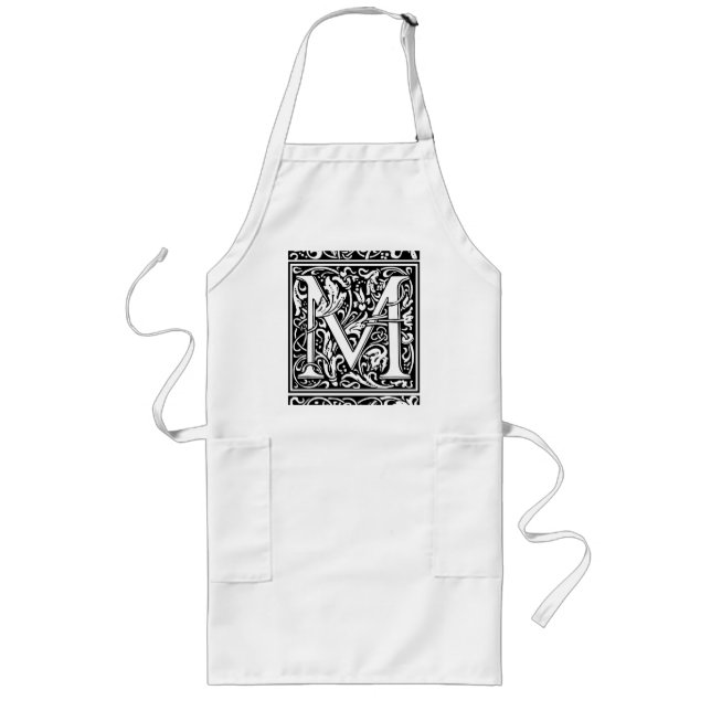 Letter M Mediaeval Monogram Art Nouveau Long Apron (Front)