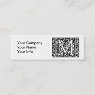 Letter M Mediaeval Monogram Art Nouveau Mini Business Card
