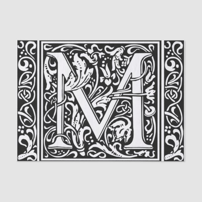 Letter M Mediaeval Monogram Art Nouveau Tissue Paper (Front)