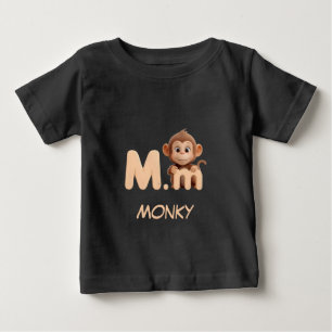 Letter M Monkey Educational Kids T-Shirt   Upperca
