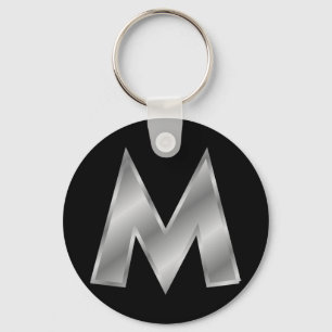 Letter M Monogram 2.25" Basic Button Keychain