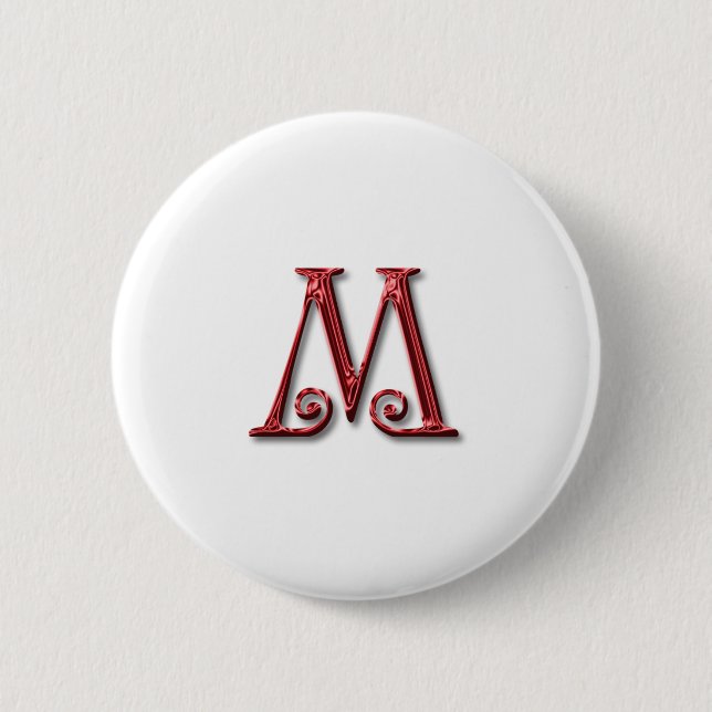 Letter M Monogram 6 Cm Round Badge (Front)