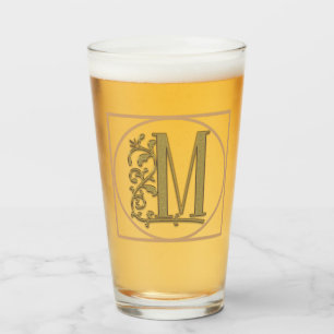 LETTER M MONOGRAM Beautiful Wedding New Home Gift Glass